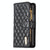 For Samsung Galaxy Z Fold4 5G Leather Zip Wallet - Diamond Lattice Design - Pink