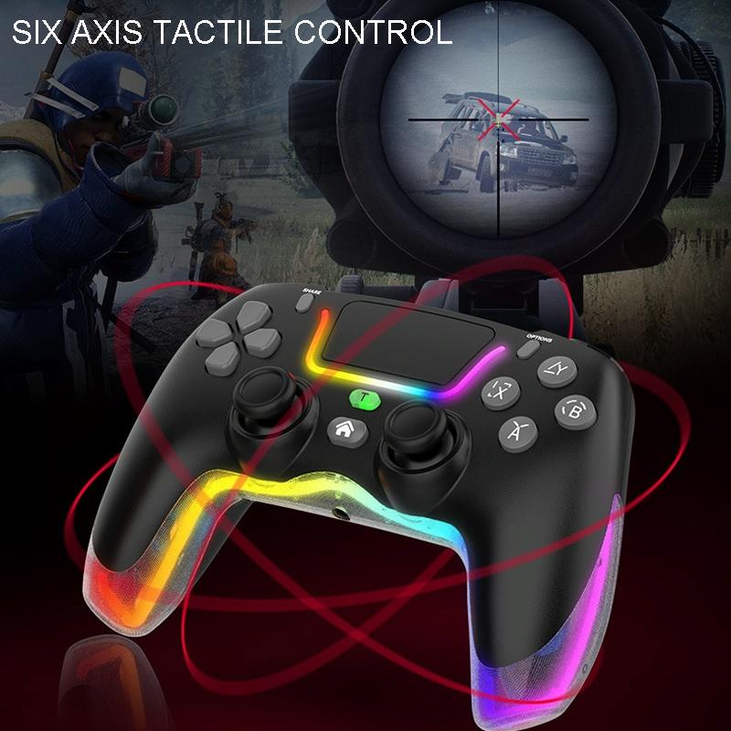 Wireless Bluetooth Grip For Ps4 With Dazzling Colour Light - White