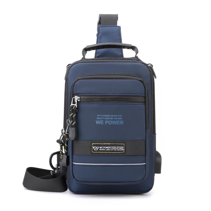USB Chest Outdoor Shoulder Messenger Bag For Men With Charging Port - Royal Blue