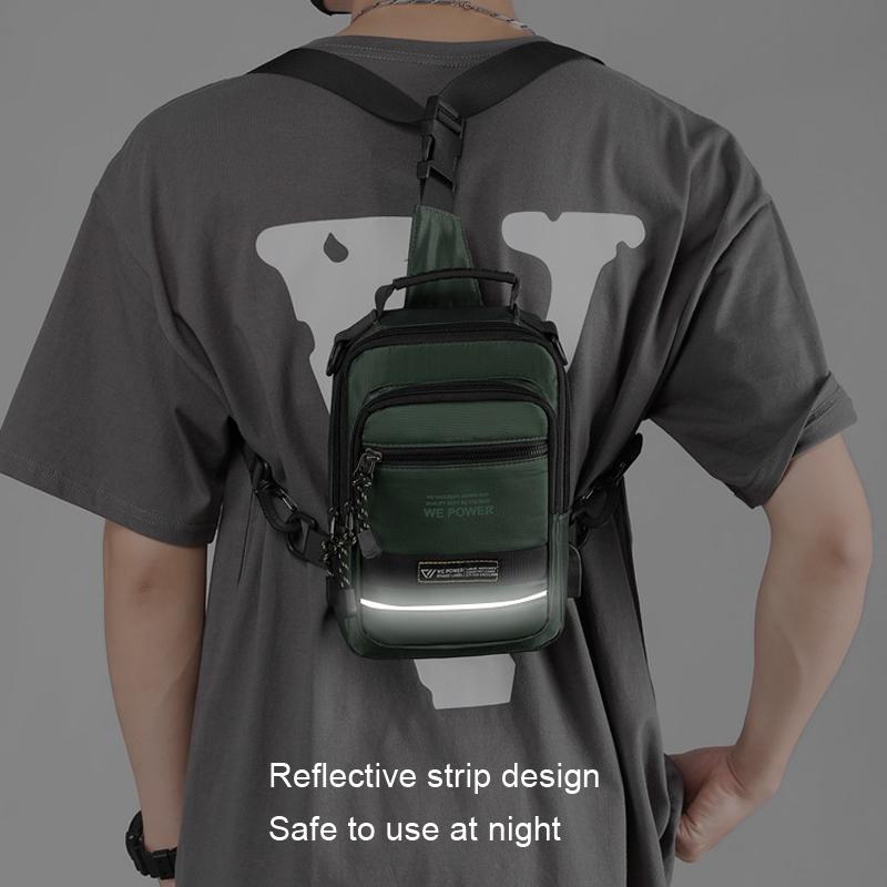 USB Chest Outdoor Shoulder Messenger Bag For Men With Charging Port - Royal Blue