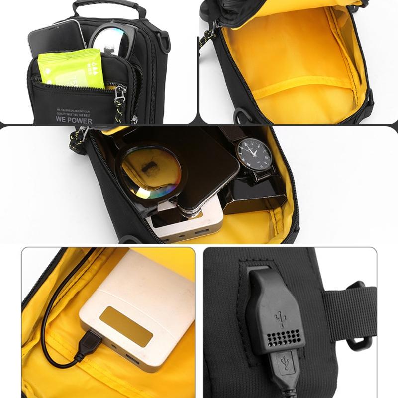USB Chest Outdoor Shoulder Messenger Bag For Men With Charging Port - Royal Blue