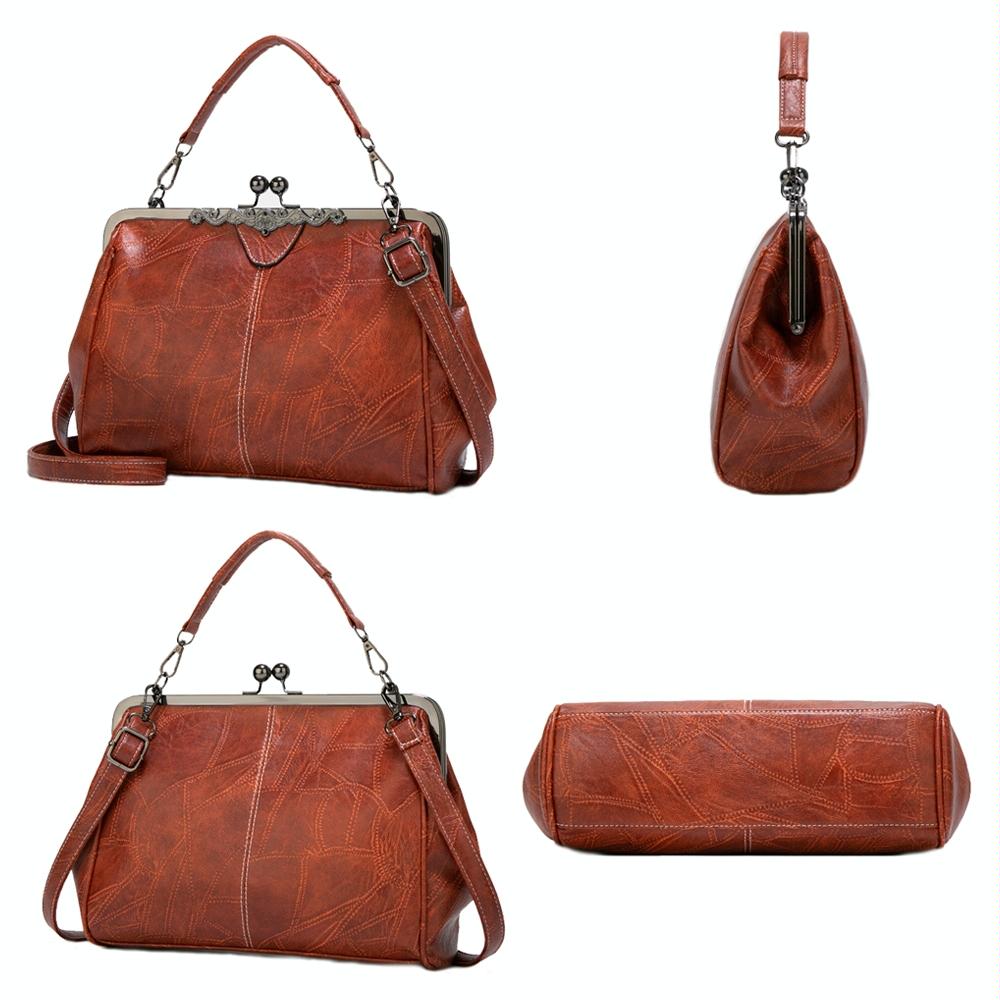 Adjustable Leather Crossbody Bag With Vintage Buckle