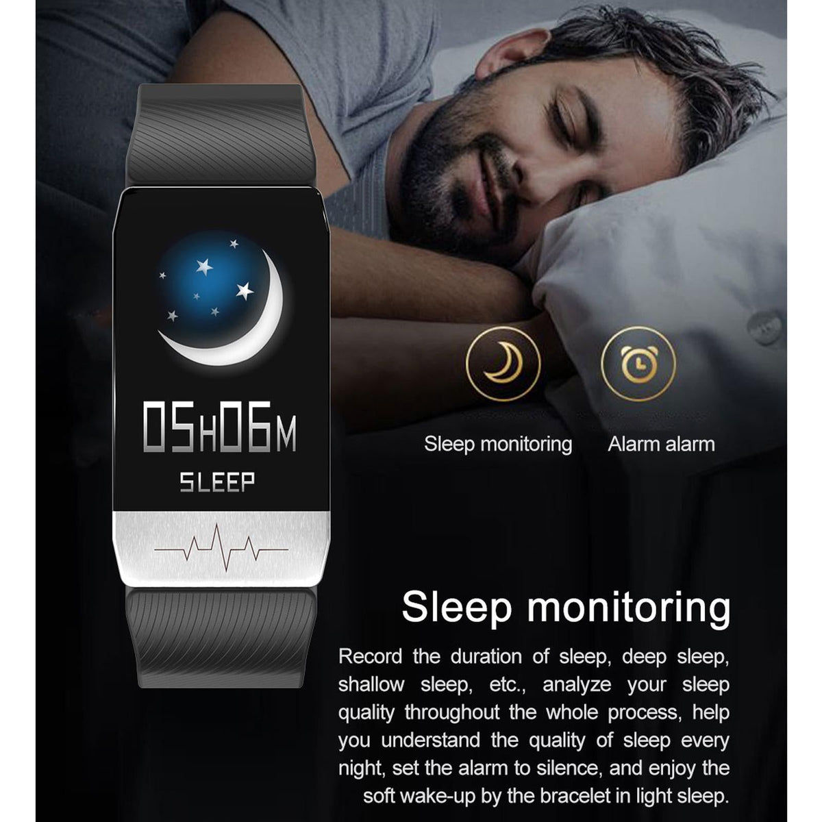 Waterproof Smart Bracelet With Blood Oxygen & Heart Rate Monitoring - Blue