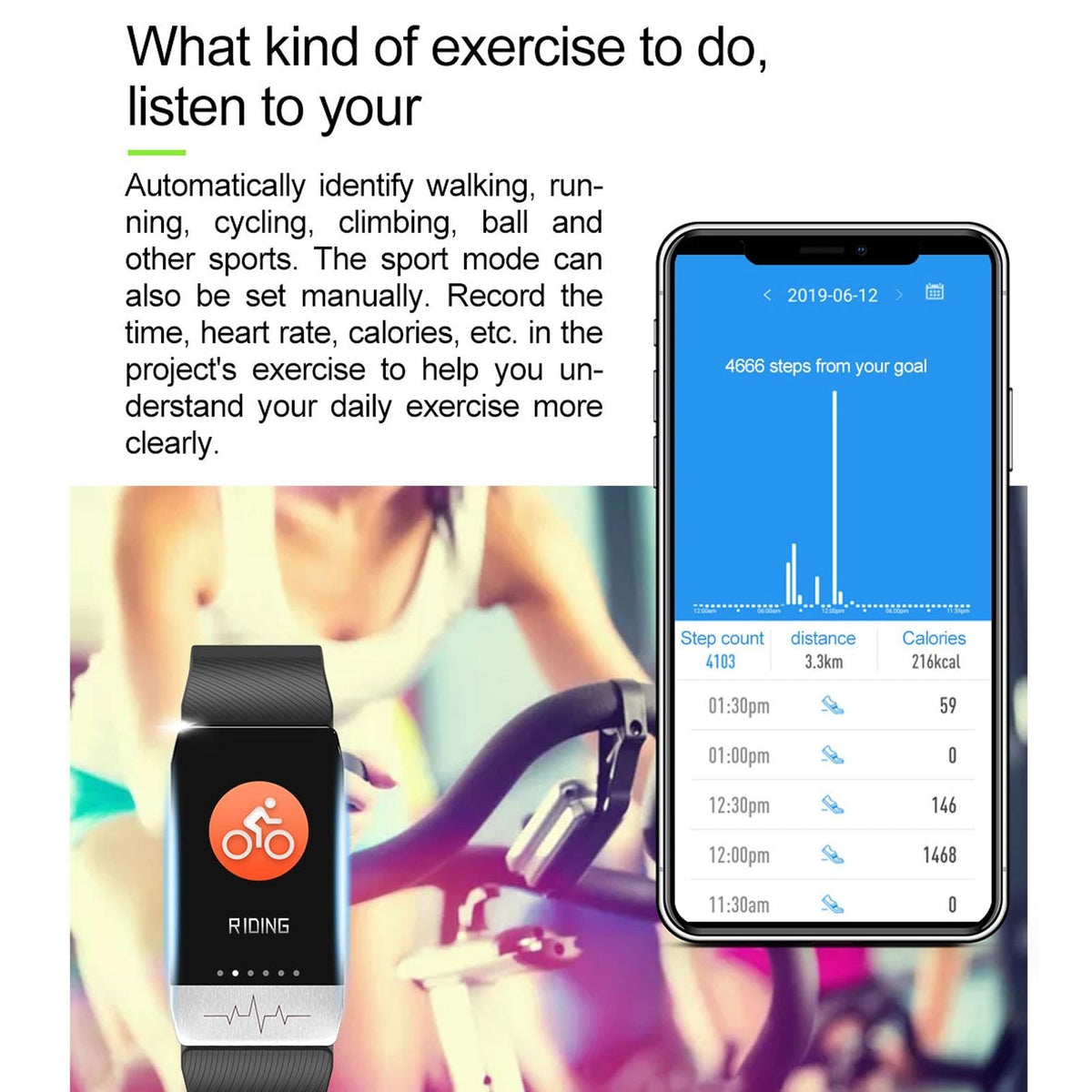 Waterproof Smart Bracelet With Blood Oxygen & Heart Rate Monitoring - Blue