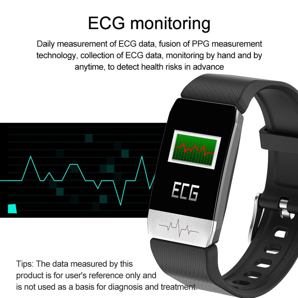 Waterproof Smart Bracelet With Blood Oxygen & Heart Rate Monitoring - Blue