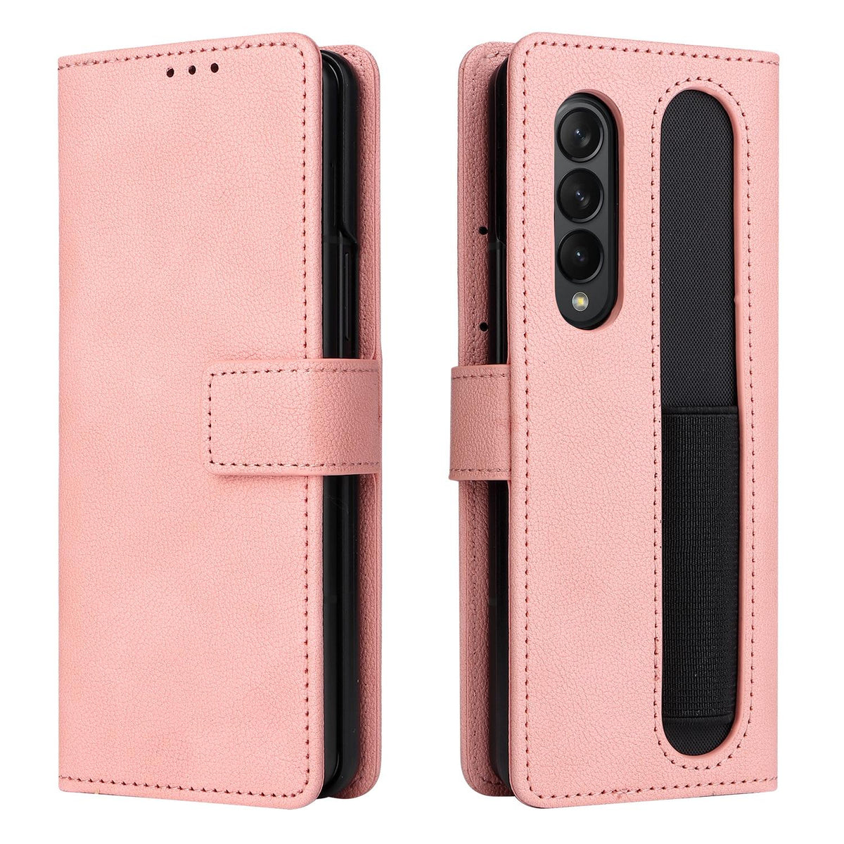 For Samsung Galaxy Z Fold4 5G Leather Flip Case With Pen Slot - Brown