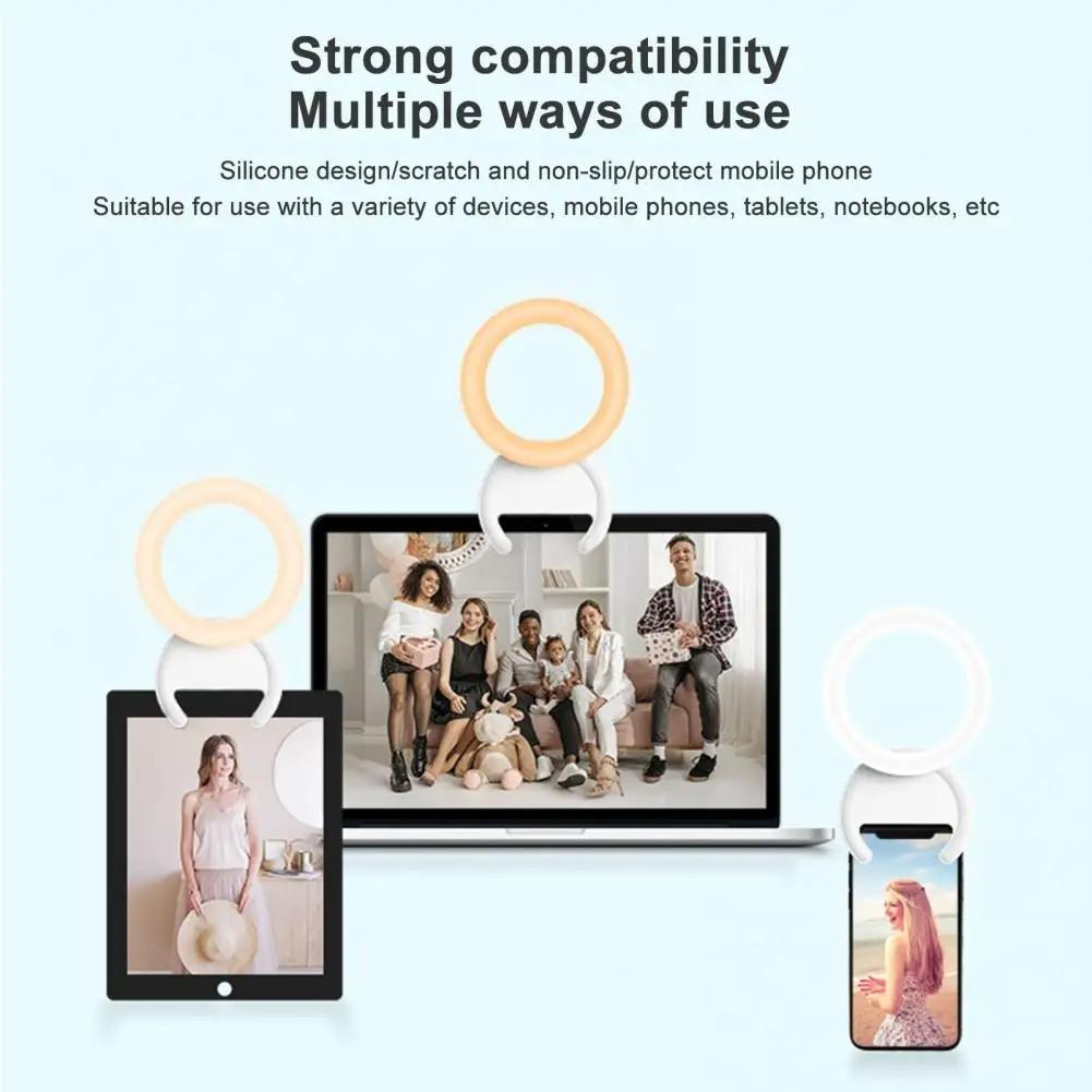 Clip-on Half-ring Fill Light for 10cm Mobile Phones - Black