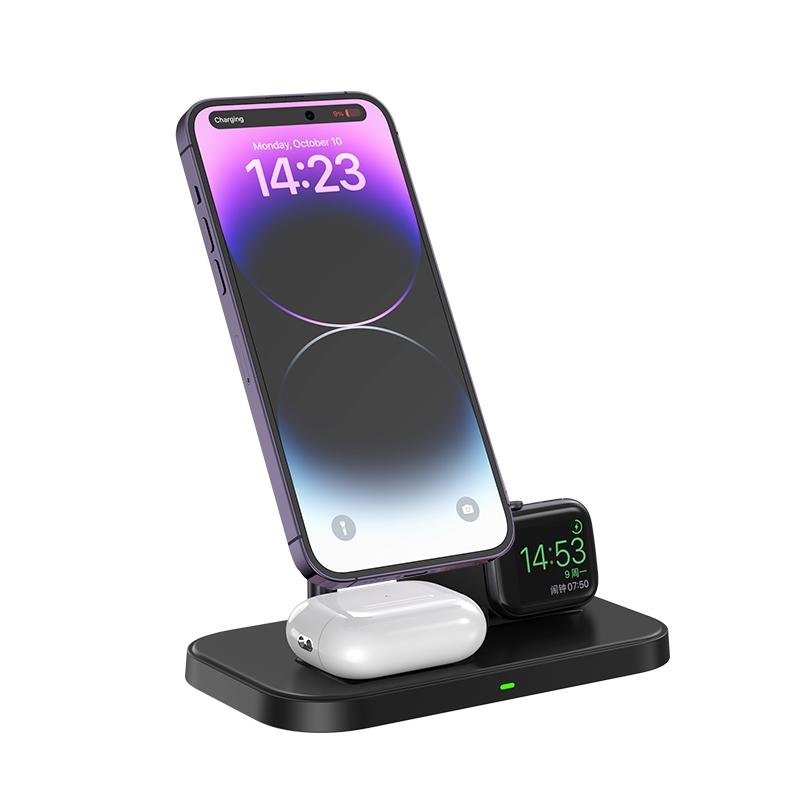 3 In 1 Magnetic Wireless Charger For Iphone &amp; Airpods - Black