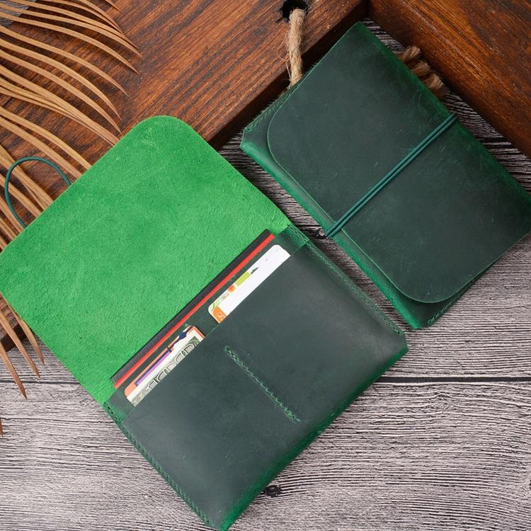 Retro Passport Wallet For Travel Crazy Horse Skin - Ink Green
