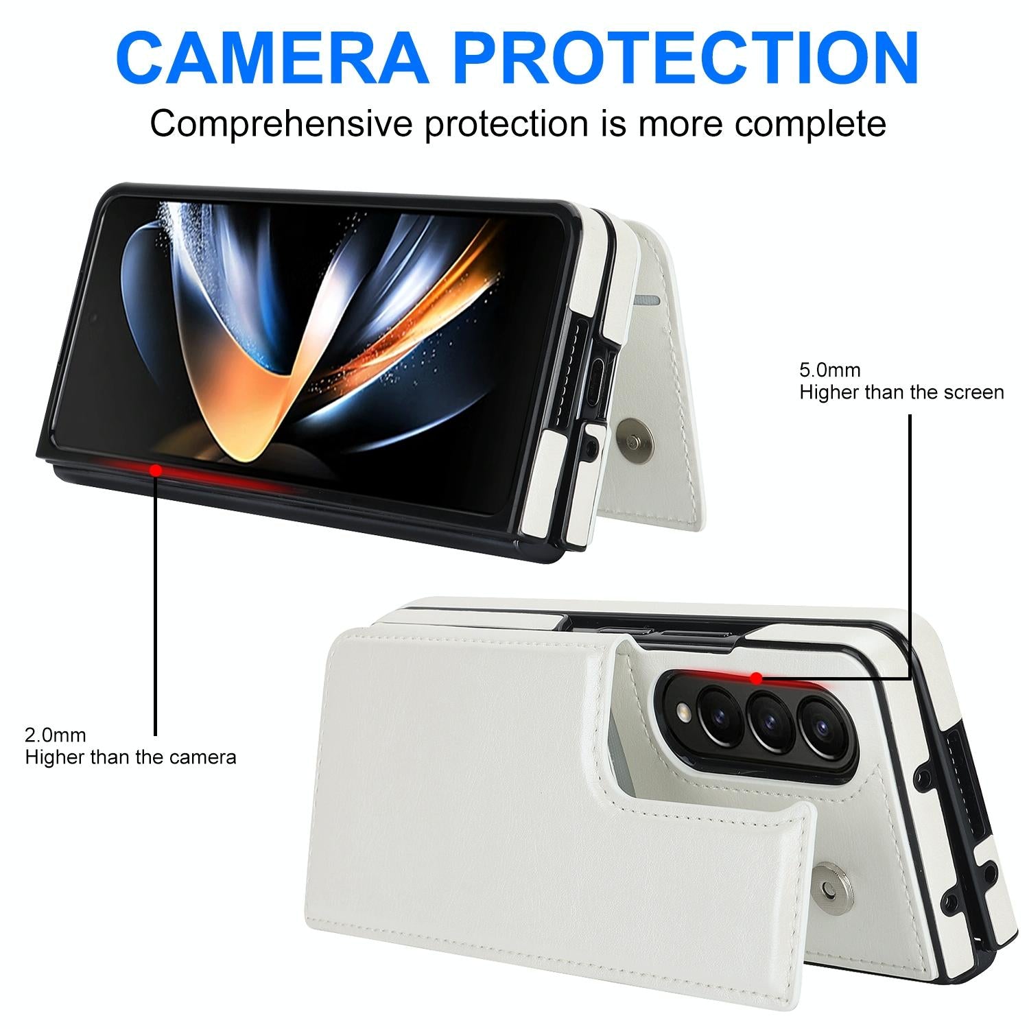 For Samsung Galaxy z Fold4 5G Foldable Phone Case with Double Buckle Card Slot - Red