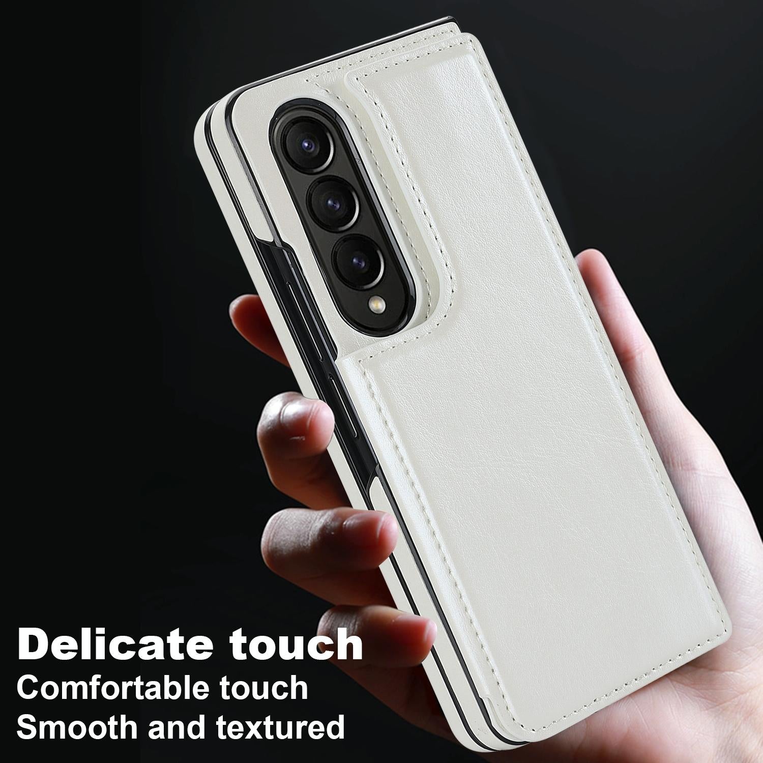 For Samsung Galaxy z Fold4 5G Foldable Phone Case with Double Buckle Card Slot - Red