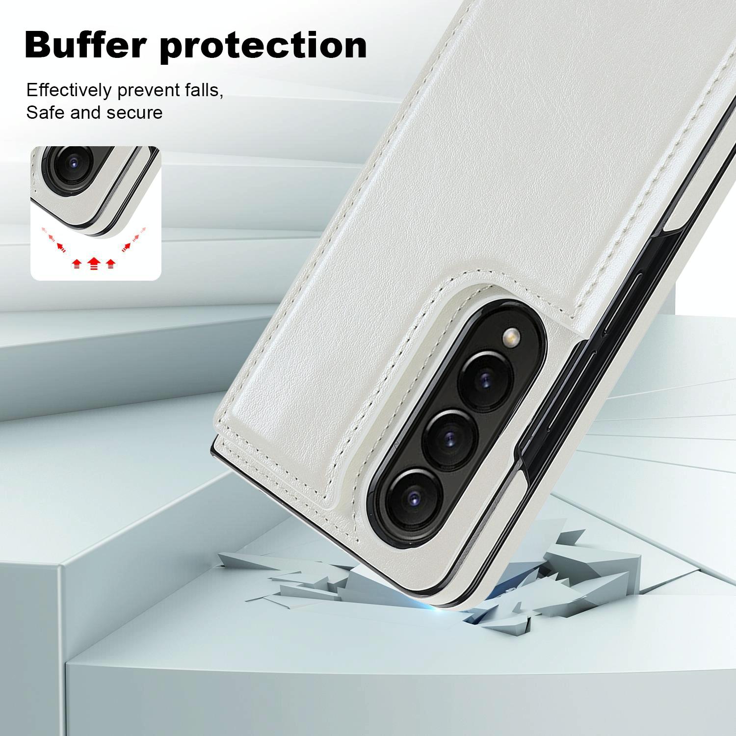 For Samsung Galaxy z Fold4 5G Foldable Phone Case with Double Buckle Card Slot - Red