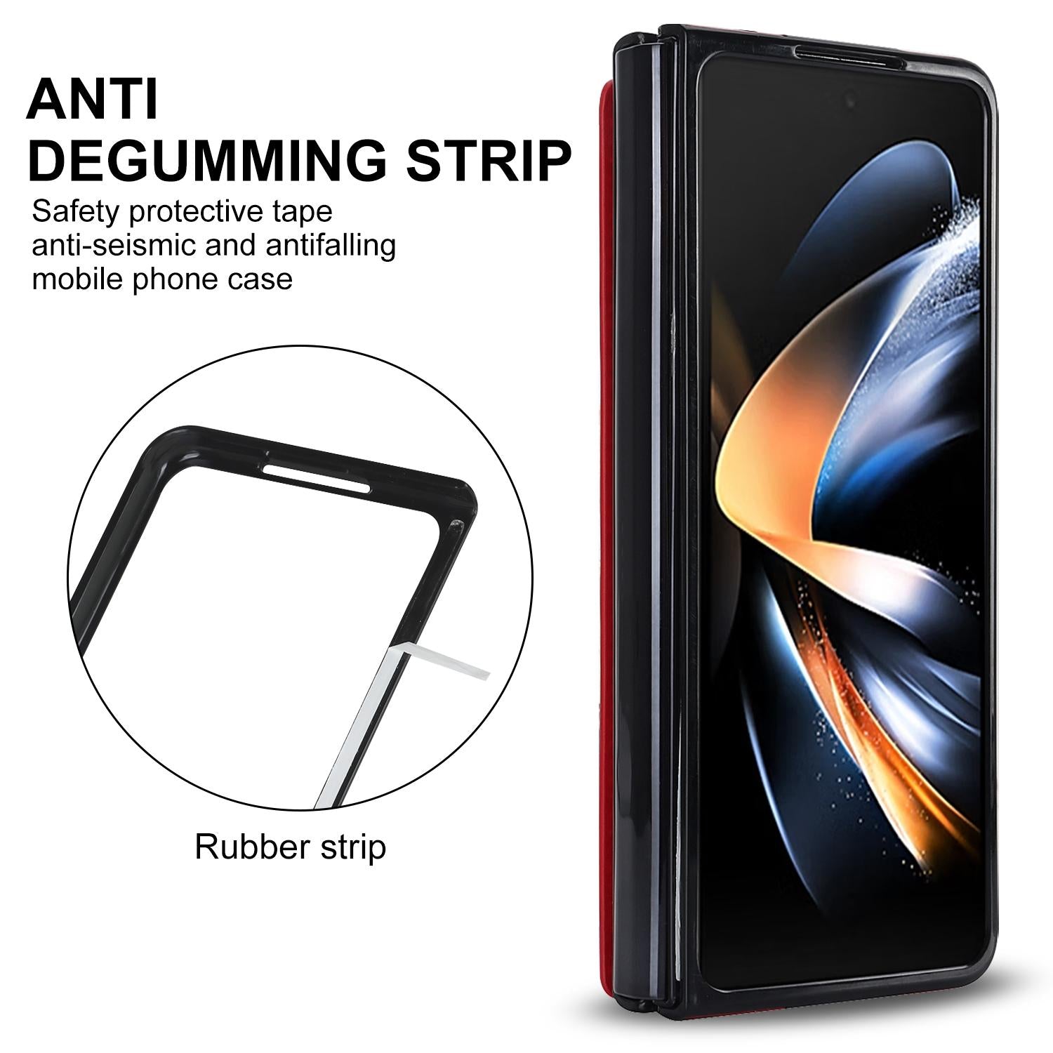 For Samsung Galaxy z Fold4 5G Foldable Phone Case with Double Buckle Card Slot - Red
