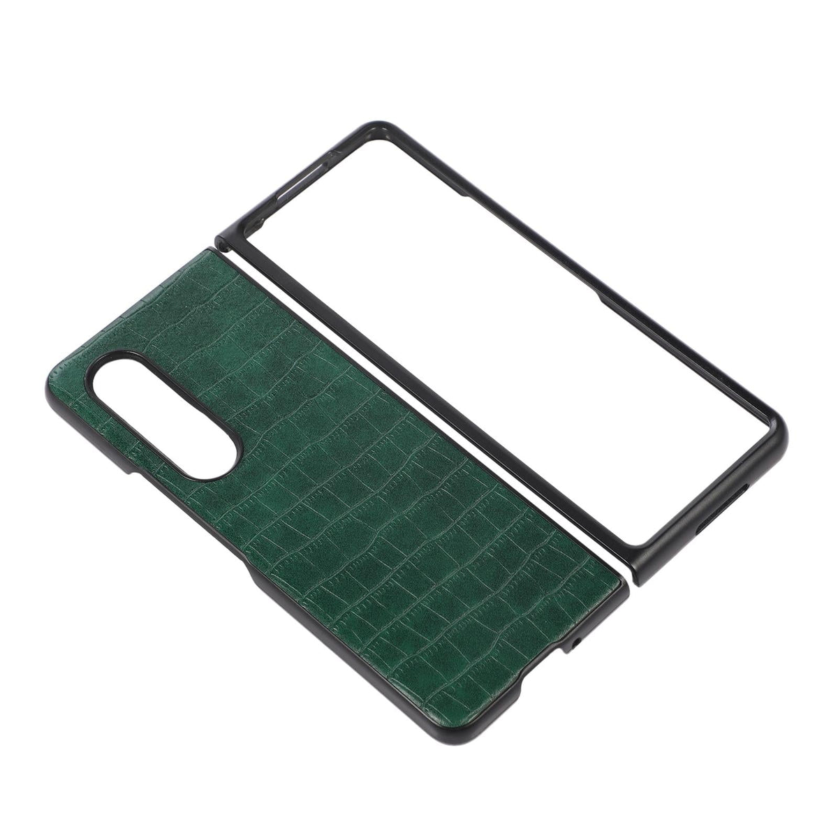 For Samsung Galaxy Z Fold4 5G Foldable Crocodile Texture Phone Case - Pu Leather - Green