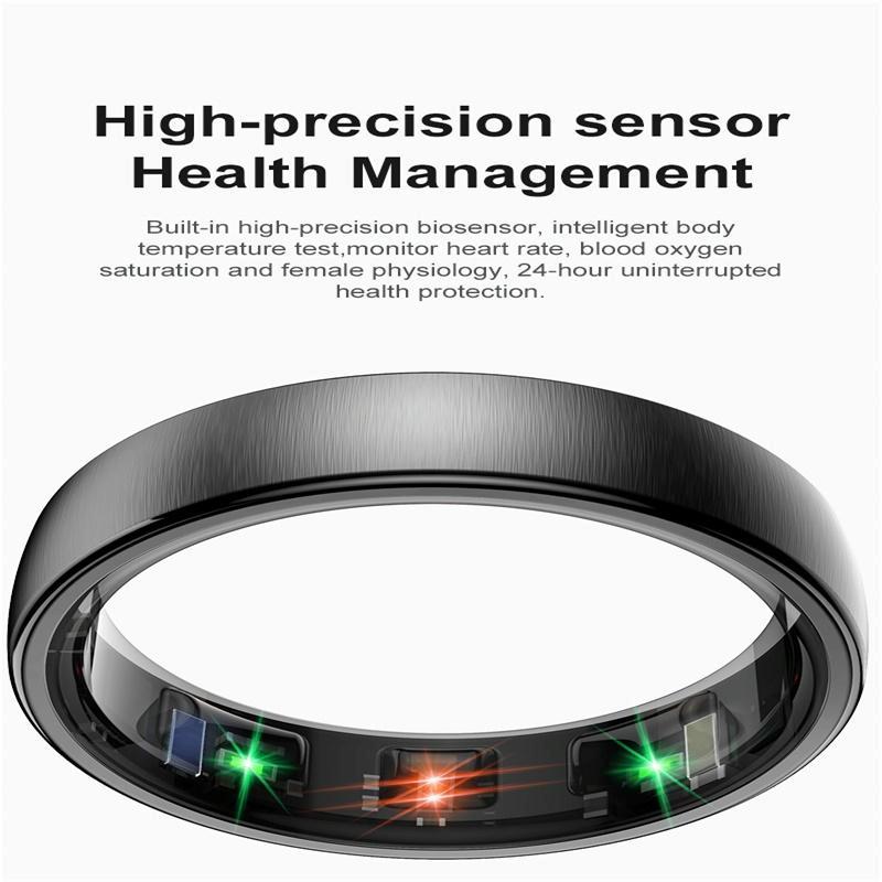 Smart Ring Heart Rate Blood Oxygen Sleep Sports Size 10 - Silver