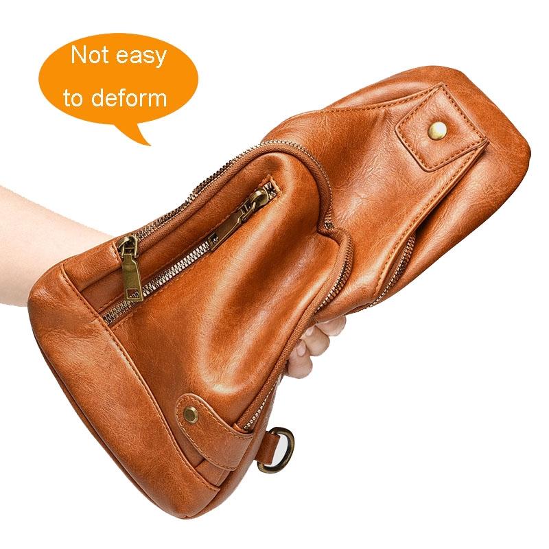 Versatile Single Shoulder Chest Bag For Motorcyclists - Light Brown