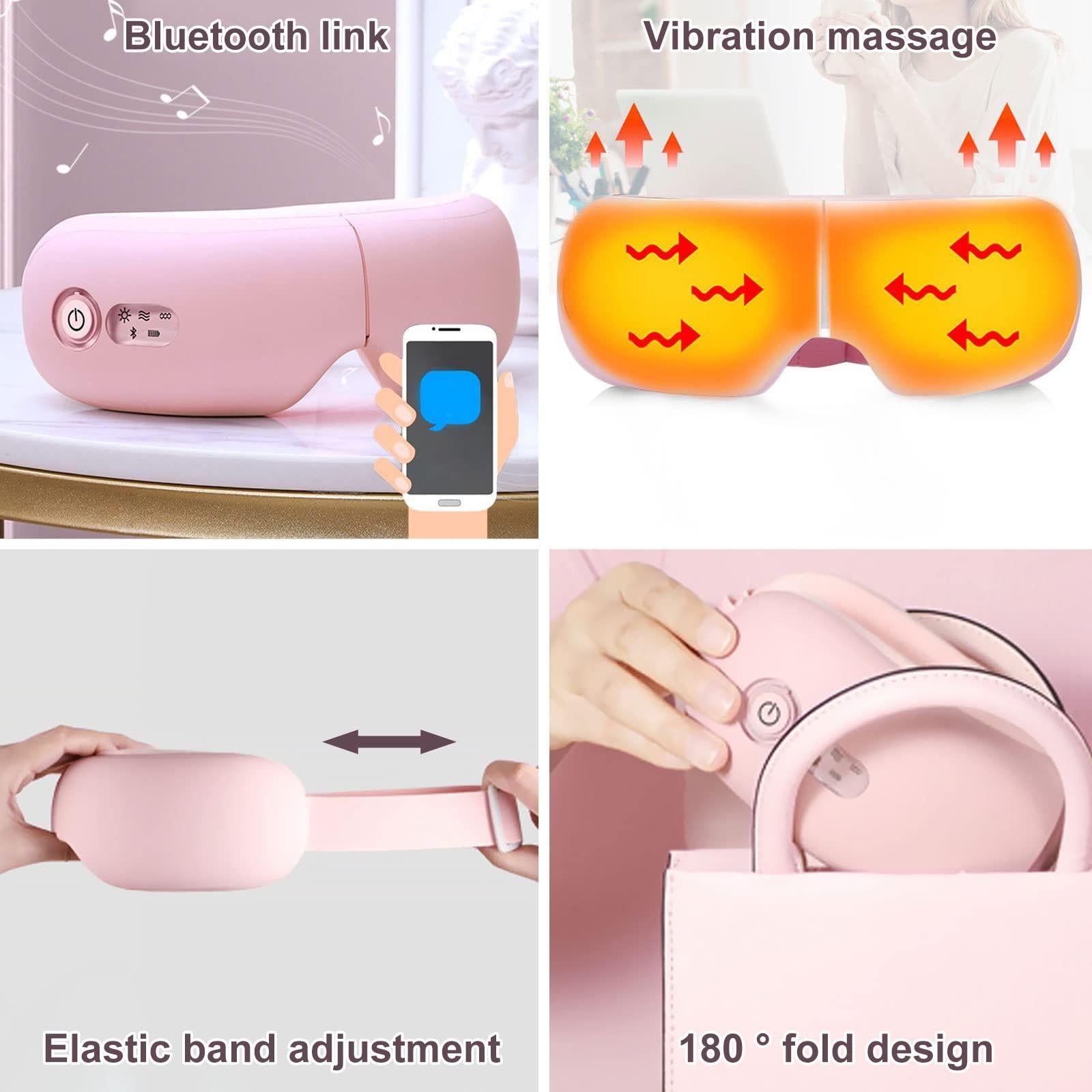 Rechargeable Eye Massager With Heat Air Pressure & Vibration - Black