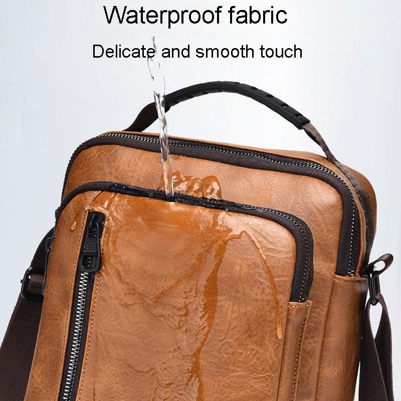 Waterproof Business Crossbody Bag Large Capacity - Light Brown