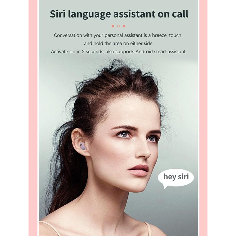 Wireless Bluetooth Earphones with 5d Sound and Magnetic Charging Box - Cherry Blossom Pink