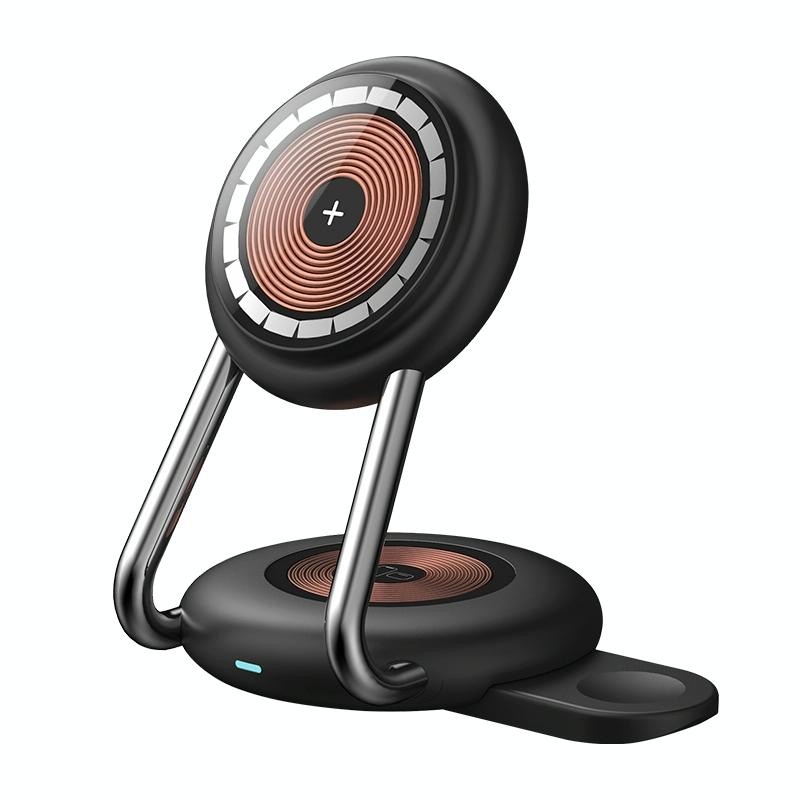 15W 3 In 1 Transparent Magnetic Wireless Charger - Orange