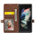 For Samsung Galaxy Z Fold4 5G Textured Leather Phone Case - Cubic Grid Design - Brown