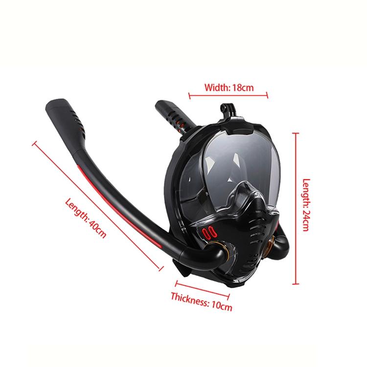 Full Dry Silicone Diving Mask for Adults - Double Tube - White/Blue