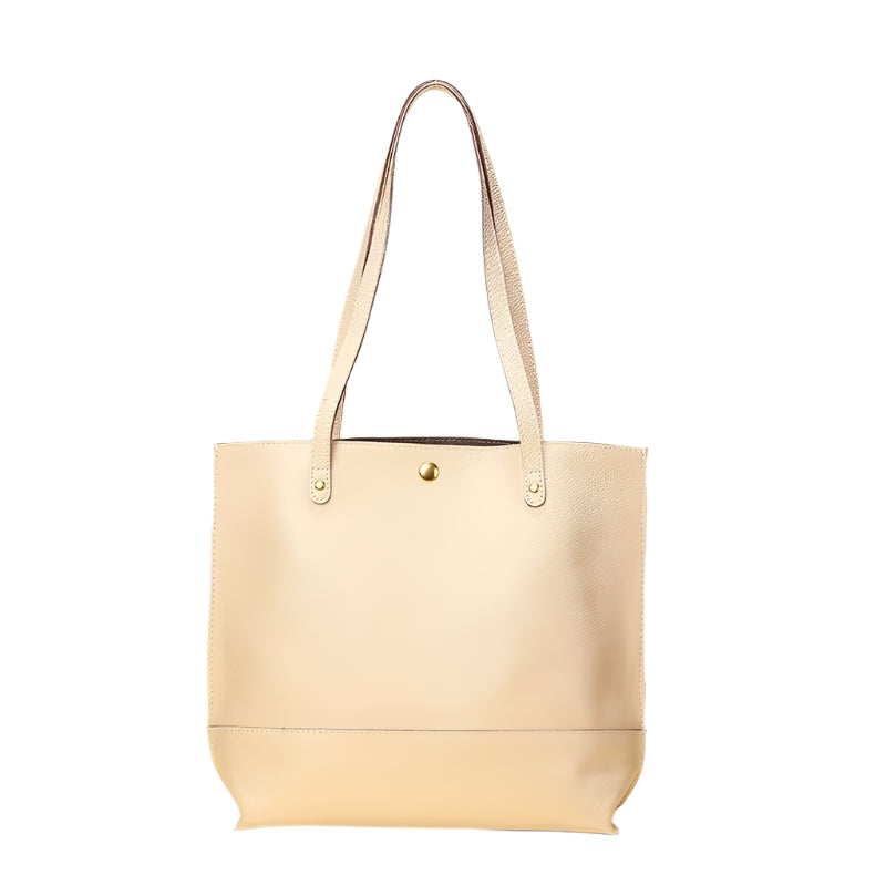 Stylish Leather Tote For Women - Beige