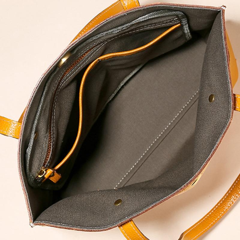 Stylish Leather Tote For Women - Beige