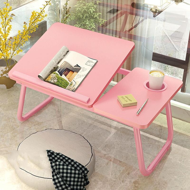 Adjustable Folding Laptop Desk with Cup Holder - Four-speed Lifting Table for Dorms - Sky Blue