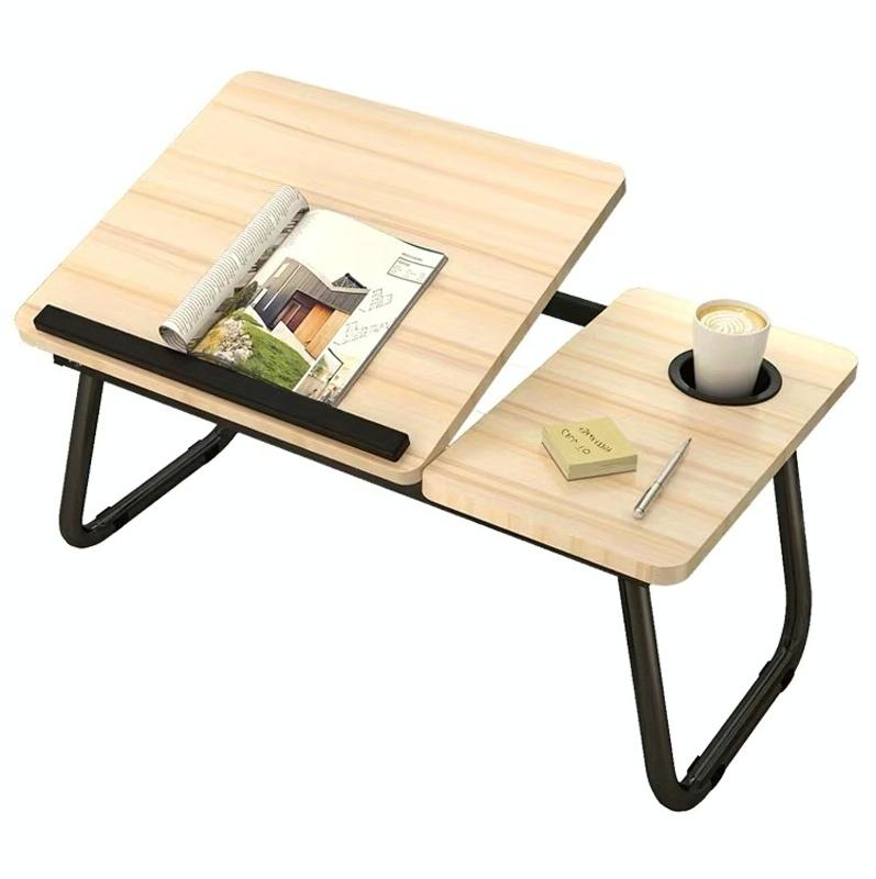 Adjustable Folding Laptop Desk with Cup Holder - Four-speed Lifting Table for Dorms - Sky Blue