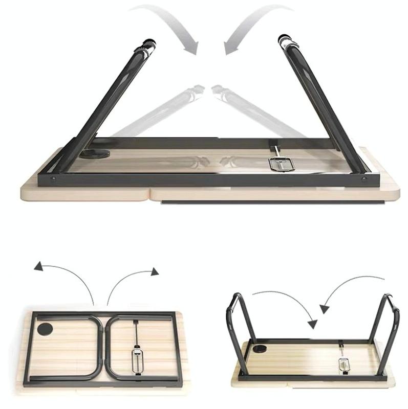 Adjustable Folding Laptop Desk with Cup Holder - Four-speed Lifting Table for Dorms - Sky Blue