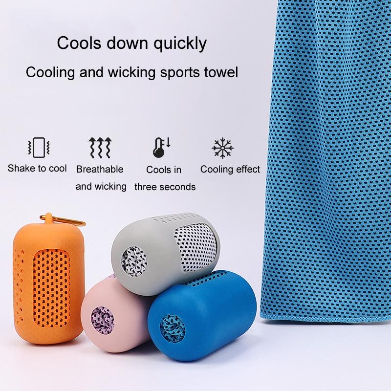 Portable Quick Dry Sports Towel Set with Silicone Sleeve and Storage Bag - 30x80cm - Grey - 30X80Cm