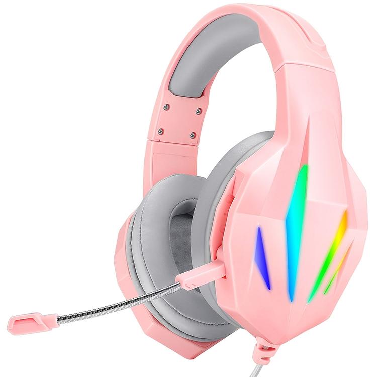 Wire-Controlled Gaming Headset With Mic Pink