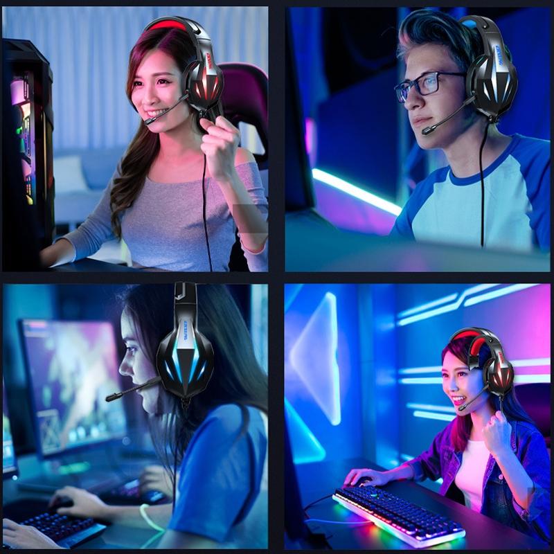 Wire-Controlled Gaming Headset With Mic Pink