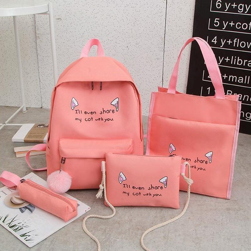 Versatile 4-piece Travel Backpack Set - Pink