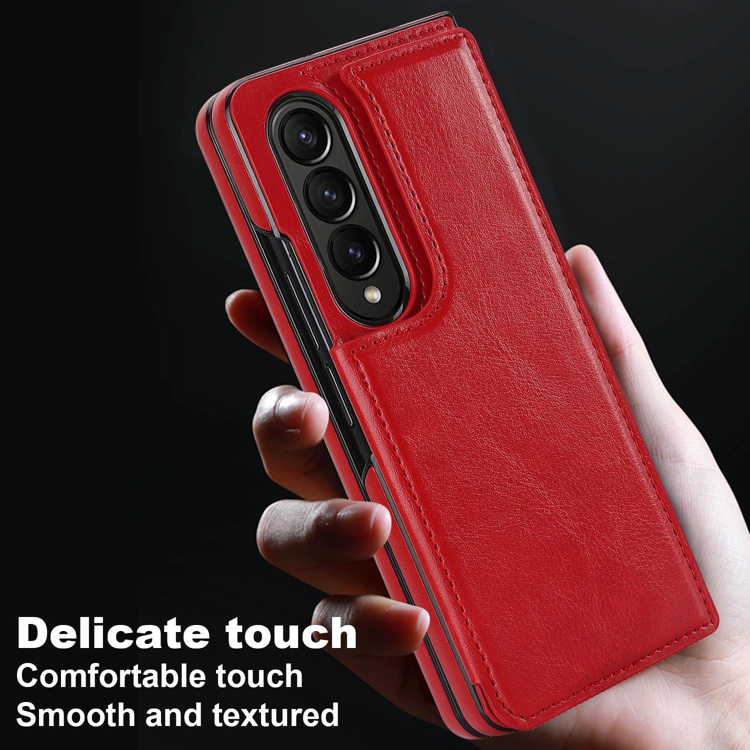 For Samsung Galaxy Z Fold4 5G Full Coverage Double Buckle Phone Case - Rose Gold