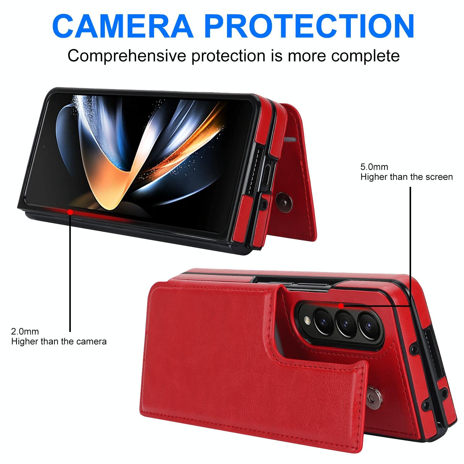 For Samsung Galaxy Z Fold4 5G Full Coverage Double Buckle Phone Case - Rose Gold