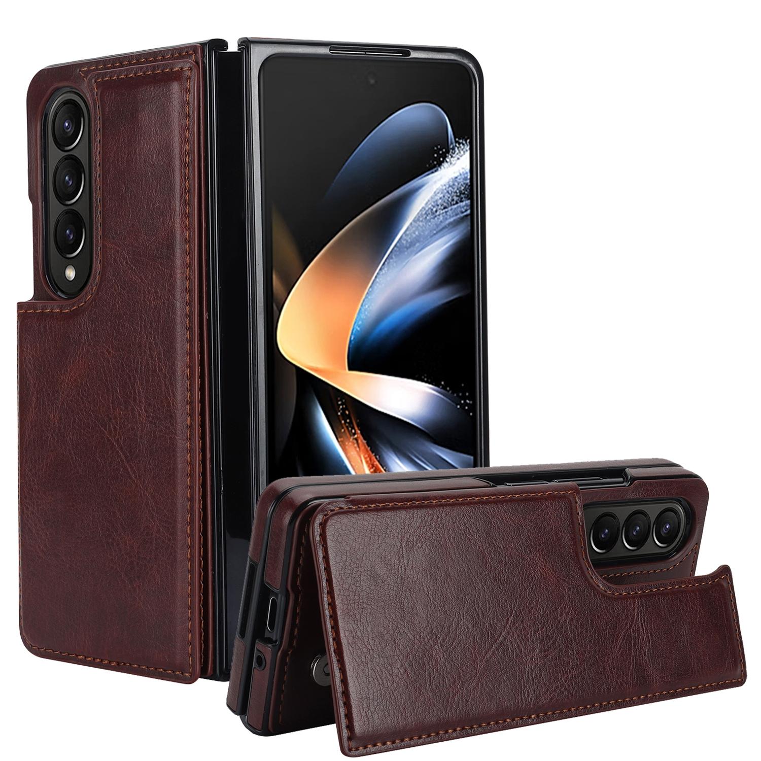 For Samsung Galaxy Z Fold4 5G Full Coverage Double Buckle Phone Case - Rose Gold