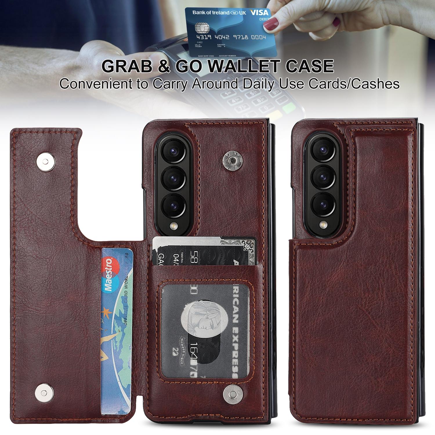 For Samsung Galaxy Z Fold4 5G Full Coverage Double Buckle Phone Case - Rose Gold
