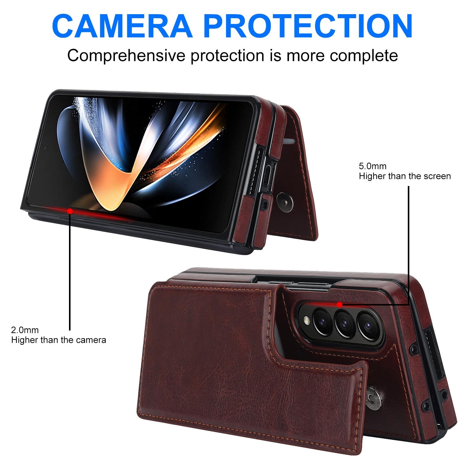 For Samsung Galaxy Z Fold4 5G Full Coverage Double Buckle Phone Case - Rose Gold