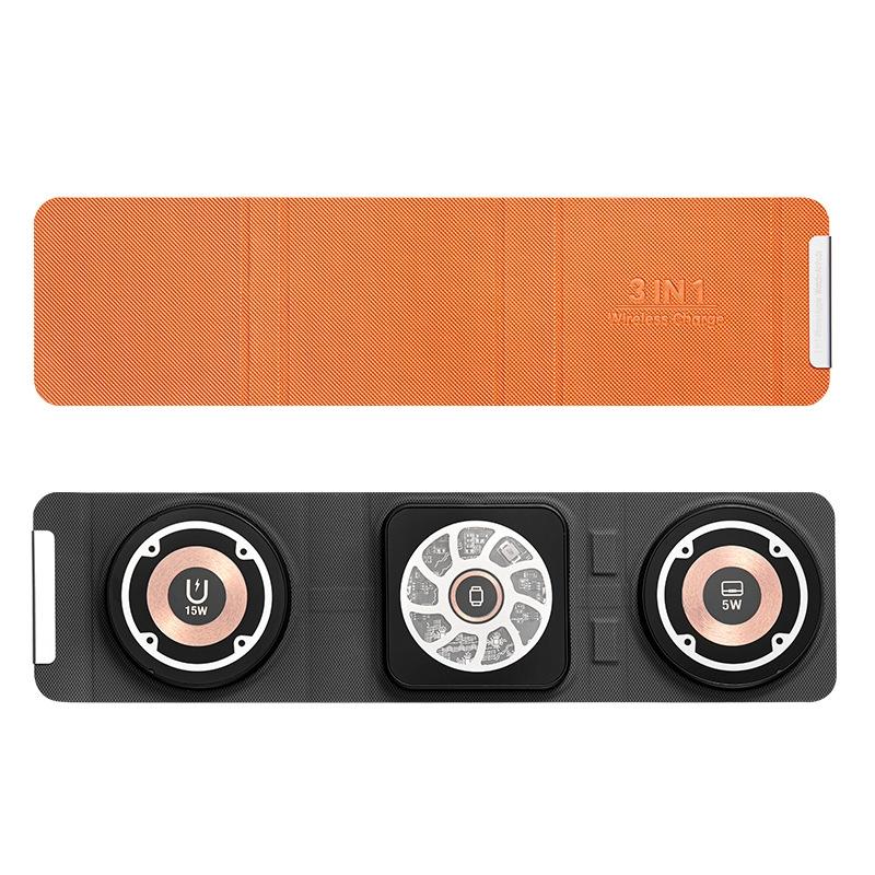 3 In 1 Portable Magsafe Wireless Charger - Orange