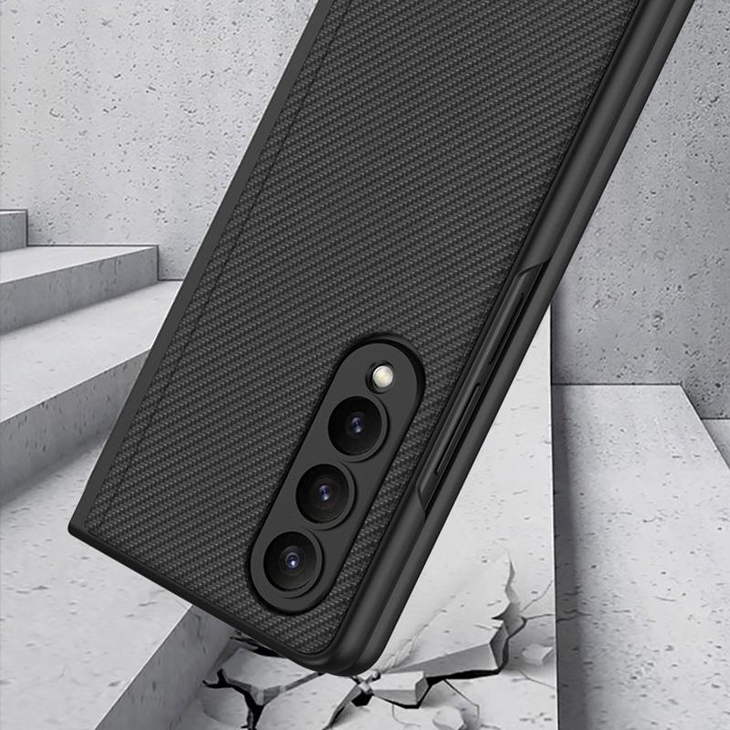 For Samsung Galaxy Z Fold4 5G Foldable Leather Case With Stand - Ultra Thin - Carbon Fiber
