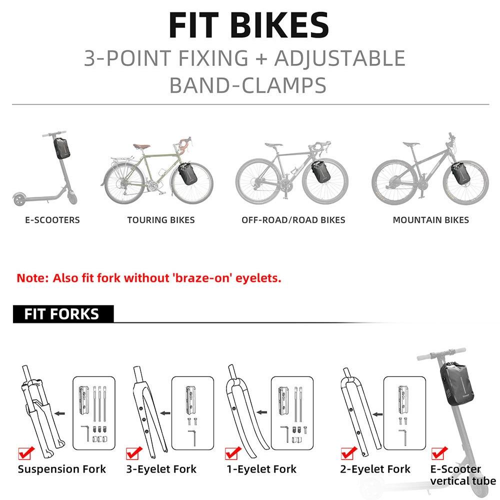 6L Waterproof Cycling Front Fork Bag - Green