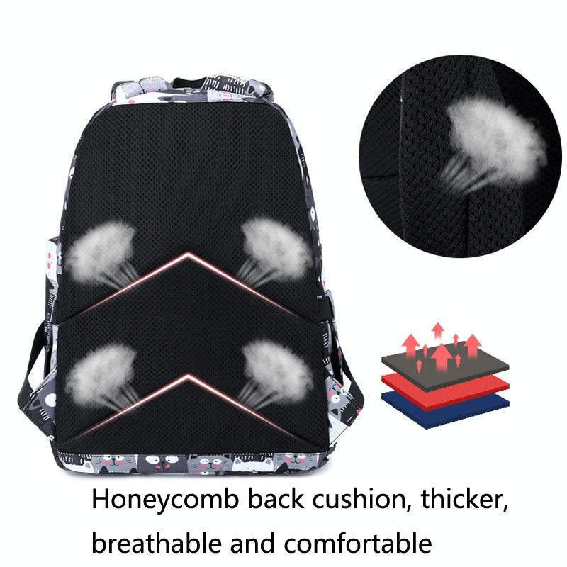 Student Backpack Set - Printed Design - Grey