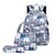Student Backpack Set - Printed Design - Grey