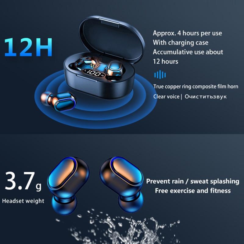 Waterproof Tws Bluetooth 5.0 In-ear Headphones for Sports - Yellow