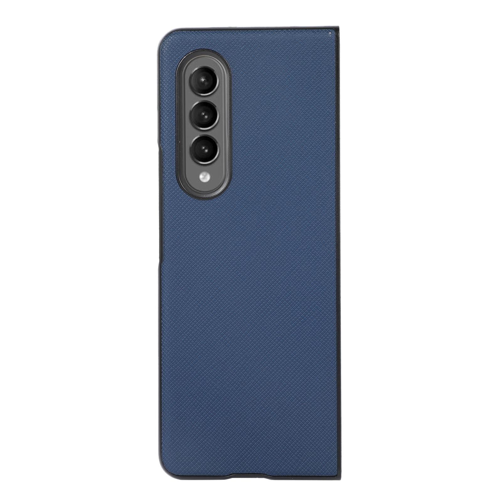 For Samsung Galaxy Z Fold4 5G Fold 4 Cross Texture Pu Leather Case - Blue