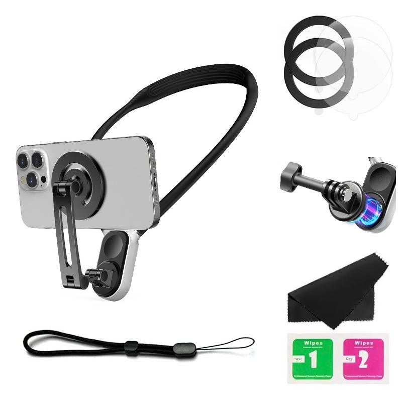 Versatile Magnetic Neck Holder for Phones and Action Cameras - Star Light Color