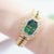Women Diamond Plated Octagonal Quartz Watch with Rhinestone Bracelet - Rose Gold Coffee Diamond