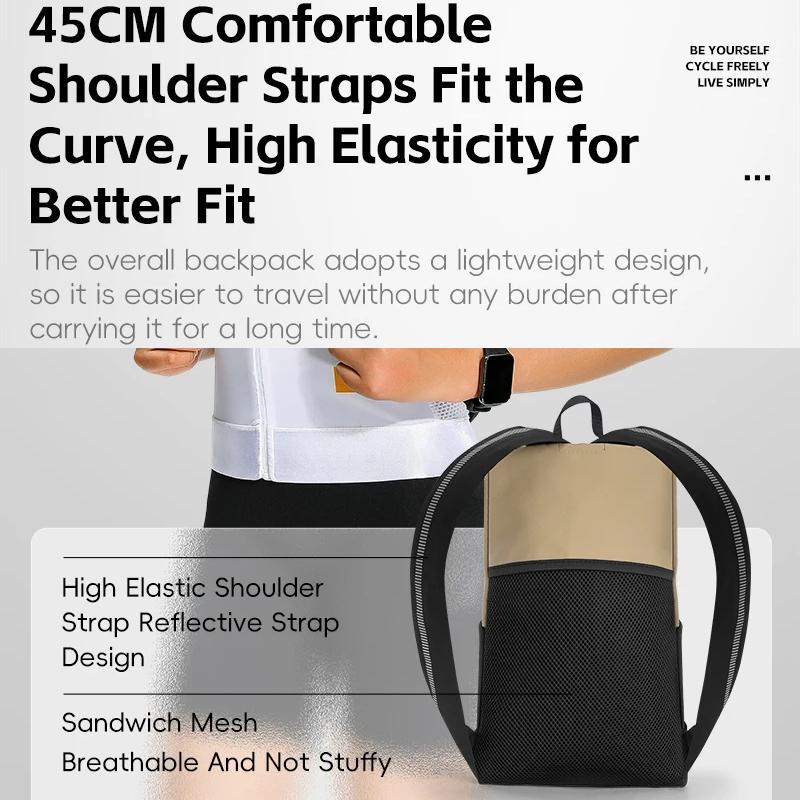 Lightweight Reflective Bike Backpack For Outdoor Riding - Light Khaki